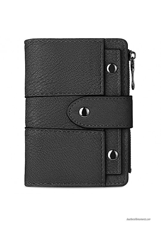 CLUCI Small Wallet for Women Leather Bifold Multi Mini Card Holder Organizer designer Ladies Zipper Coin with Removable ID Window