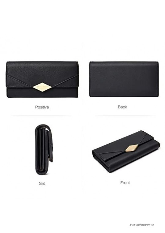 CLUCI Women Wallet Soft Leather Designer Trifold Multi Card Organizer Lady Clutch