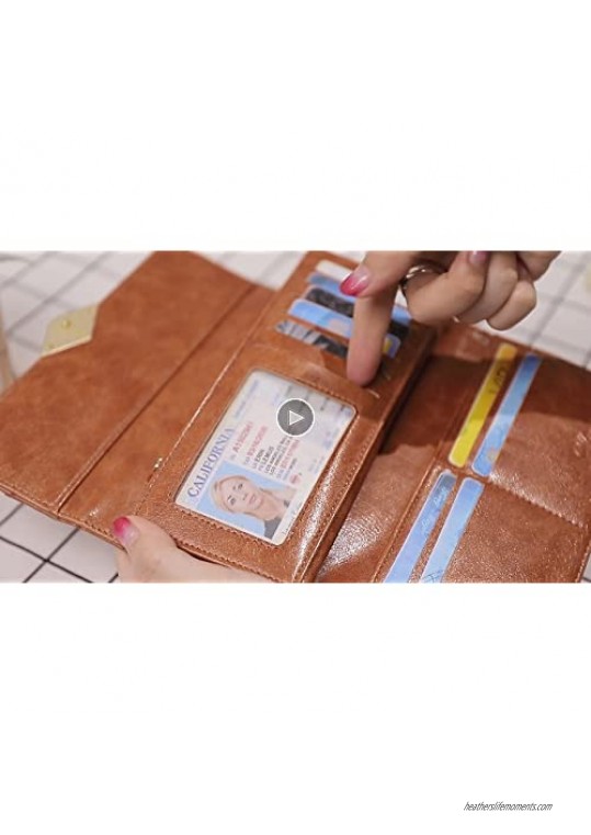 CLUCI Women Wallet Soft Leather Designer Trifold Multi Card Organizer Lady Clutch
