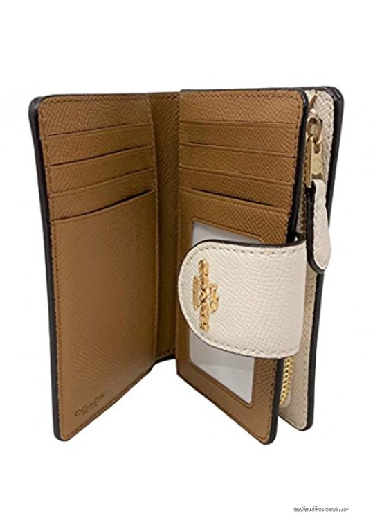 Coach Crossgrain Leather Medium Corner Zip Wallet Chalk Style No. 6390