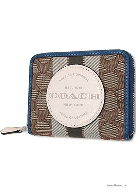 COACH Signature Striped Small Zip Around Wallet with COACH Patch - #2637