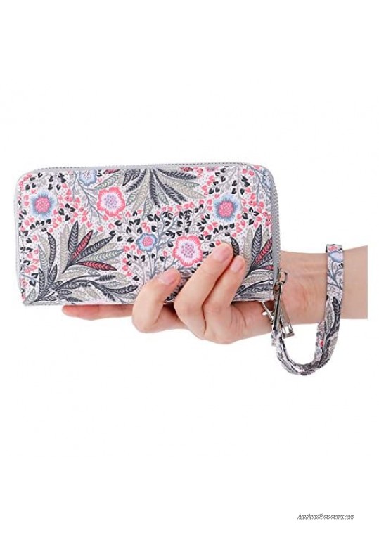 HAWEE Double Zipper Wallet for Woman Clutch Purse with Cell Phone Holder for Smart Phone/Card/Coin/Cash
