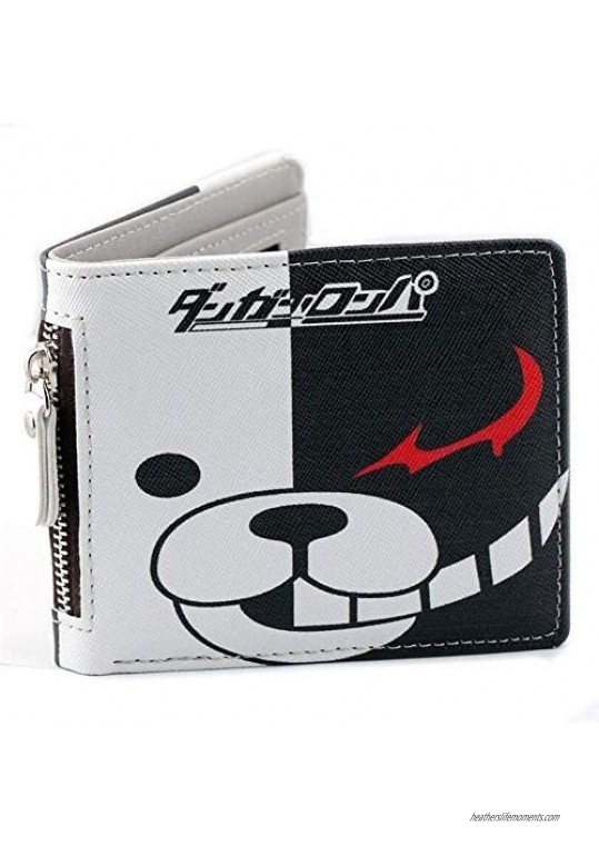 joywanna Anime Danganronpa Monokuma Black White Bear Wallet PU Leather Short Purse Holder Black/White Medium
