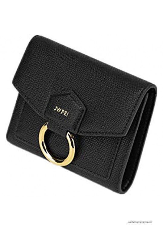 JW PEI Small Wallet Purse Ultra Slim Vegan Leather Cards Holder Travel Purse for Women (Black)