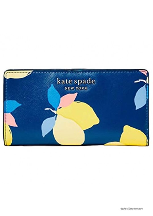 Kate Spade Cameron Lemon Zest Large Slim Wallet in River Blue