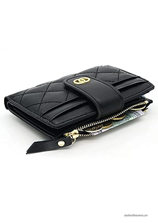 LIZHIGU RFID Blocking Card Holder Wallet for Women PU Leather Organizer Zipper Coin Purse Bifold Small Clutch