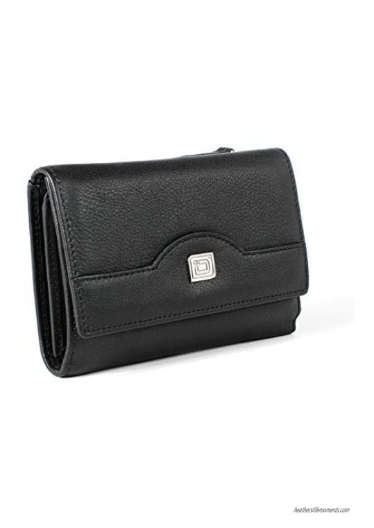 RFID Leather Trifold Wallet for Women - Secure Small Evening Clutch Purse