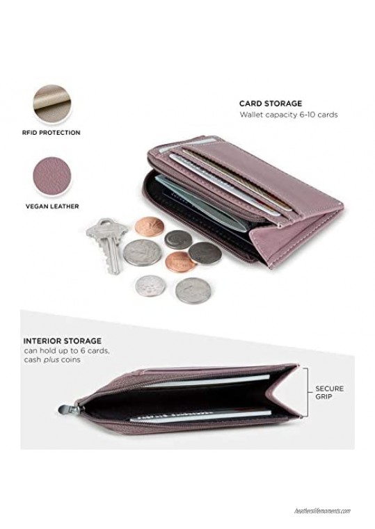 SERMAN BRANDS Small Wallets for Women. Slim Wallet for Women with Coin Purse and Credit Card Holder. RFID Wallet Women Vegan