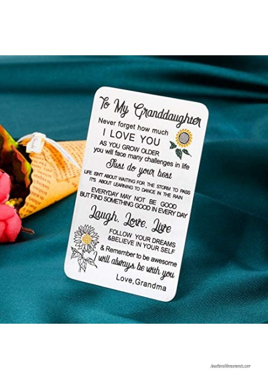 To My Granddaughter Gifts from Grandma Grandmother Granddaughter Wallet Card Insert Birthday Christmas Valentine Come of Age Graduation Gifts for Her Girls Granddaughter I Love You from Nana Mimi