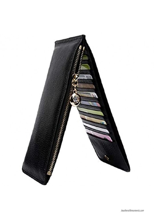 YALUXE Wallet for Women RFID Blocking Genuine Leather Multi Card Organizer with Zipper Pocket