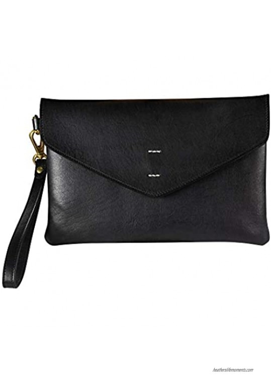 Ancicraft Leather Wristlet Wallet for Women Black Brown Envelope Clutch Purse
