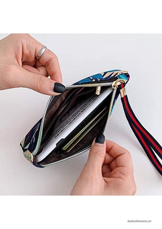 AnnabelZ Women Long Wallet Coin Purse Phone Clutch Wristlet Leaf Credit Card Holder Pouch