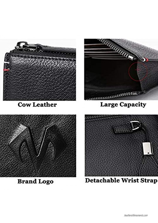 BABAMA Wristlet Wallets for Women Large Wristlets Purse Leather Clutch Wallet Zipper Men Clutch Bag