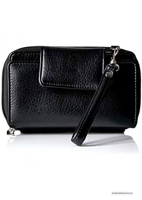 Buxton Rfid Cell Phone Crossbody with Wristlet  Black