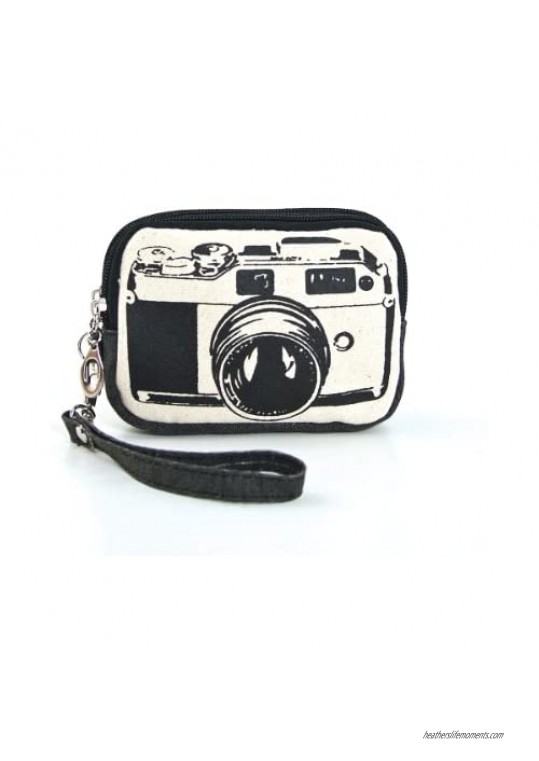 Canvas Mini Wallet Wristlet Bag with Film Camera Image