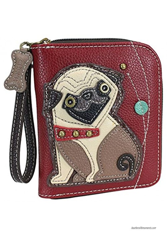 Chala Pug Zip-Around Wristlet Wallet  Pug Mom Gift