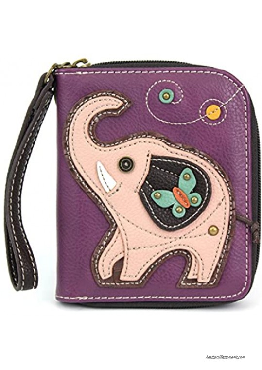 Charming Chala Wallet Credit Cards Coins Wristlet (Purple Elephant)