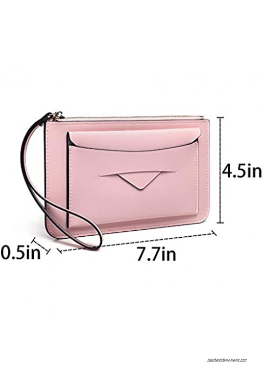 Clutch Purses for Women Wristlet Wallet Female Zipper Bag Cellphone Coin Cash Ladies Leather