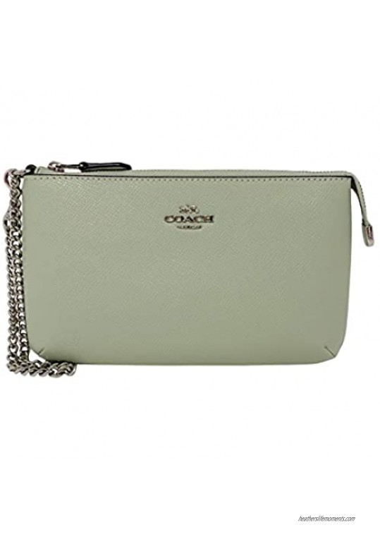 Coach Large Crossgrain Leather Wristlet with Chain Pale Green 73044