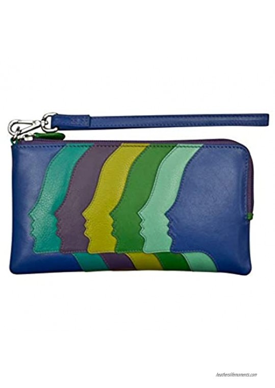 ili New York 7427 Leather Faces Clutch with Detachable Wristlet RFID Lining
