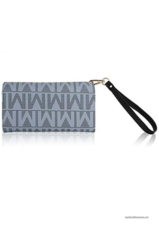 Mia K. Collection Envelope Handbag for Women Wallet - PU Leather Wristlet Bag - Double Zipper Multi Pockets Clutch Purse