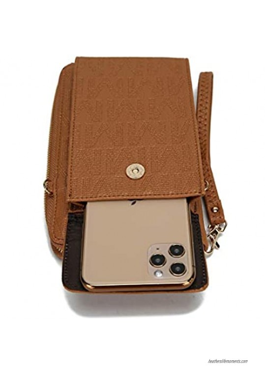MKF Crossbody Cellphone Handbag for Women Wallet Purse – PU Leather Multi Pockets Clutch Bag Wristlet Strap