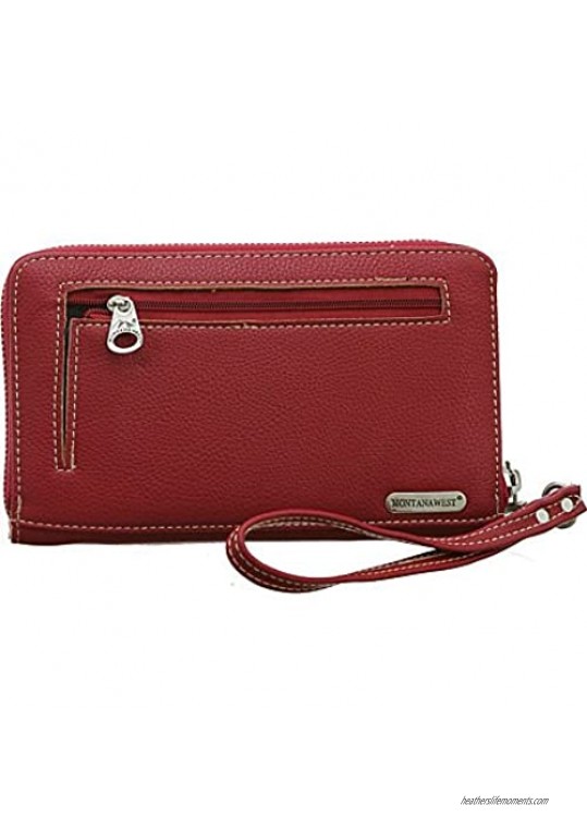 Montana West Studded American Flag Red Zip-Around Wristlet Wallet