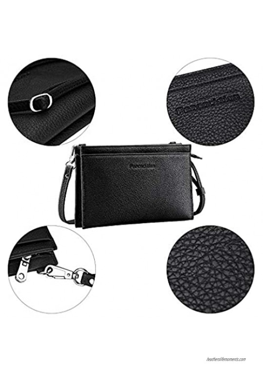 Peacocktion Small Crossbody Bags for women Wristlet Clutch Wallet Purse with Cell Phone Pocket 2 Strap