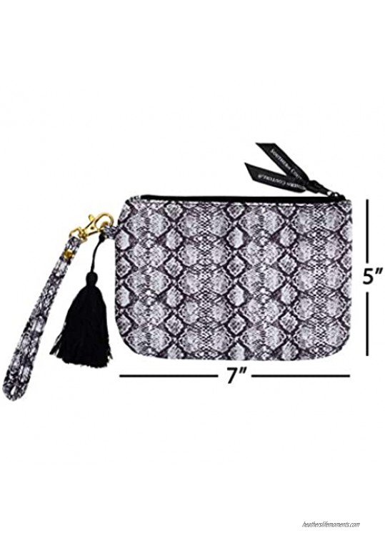 Snakeskin Pattern Midnight Black 7 x 5 Polyester Phone Wristlet Handbag