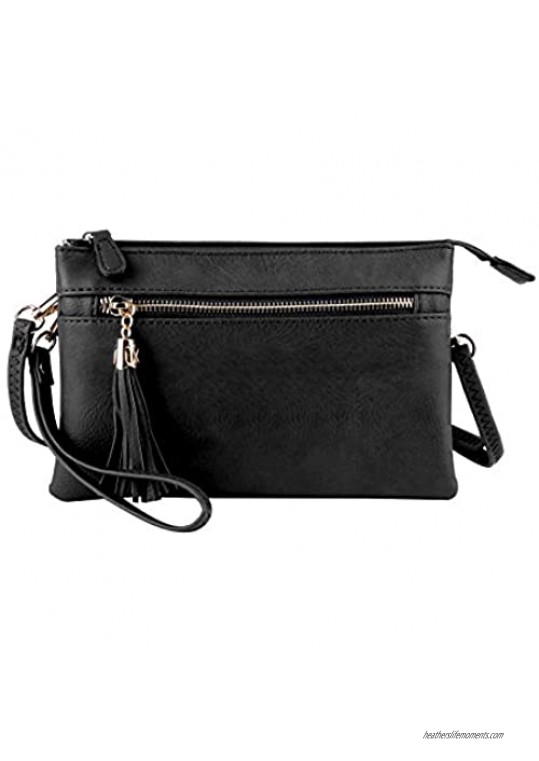 Solene Women's Lightweight Multi Compartment Wristlet Clutch Wallet Crossbody Bag