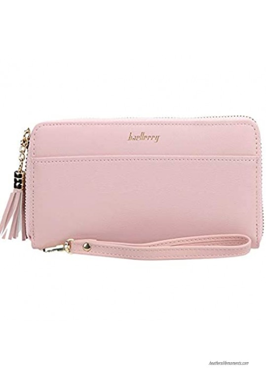 Womens Wristlet Wallet Tassel Bifold Clutch Card Holder Long Purse Phone Handbag