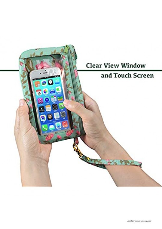 Women's Wristlet Wallet with Phone Holder Sophinique Universal Smartphone Wristlet Purse with Clear View Window Touch Screen
