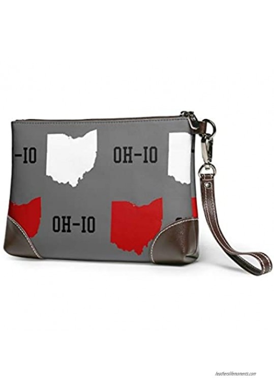 wristlet purse for women dogs playing poker clutch handbags leather wallet ohio state gray