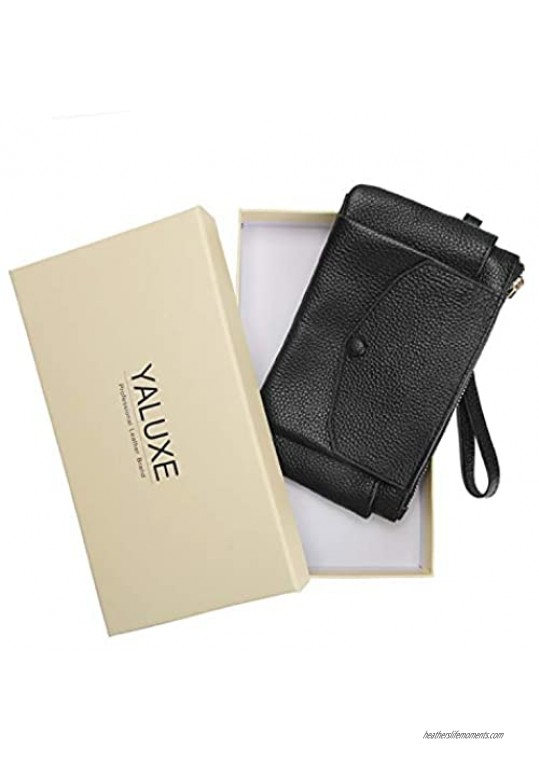 YALUXE Wristlet for Women Genuine Leather Crossbody Clutch Cellphone Smartphone Wallet Vintage Purse Travel