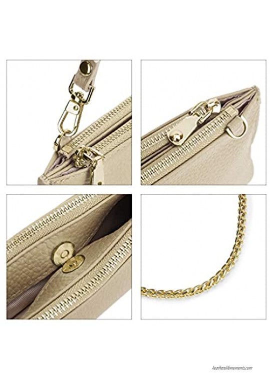 Yaluxe Wristlet Purse Clutch Genuine Leather Crossbody Bag Zipper Closure for Women Classic