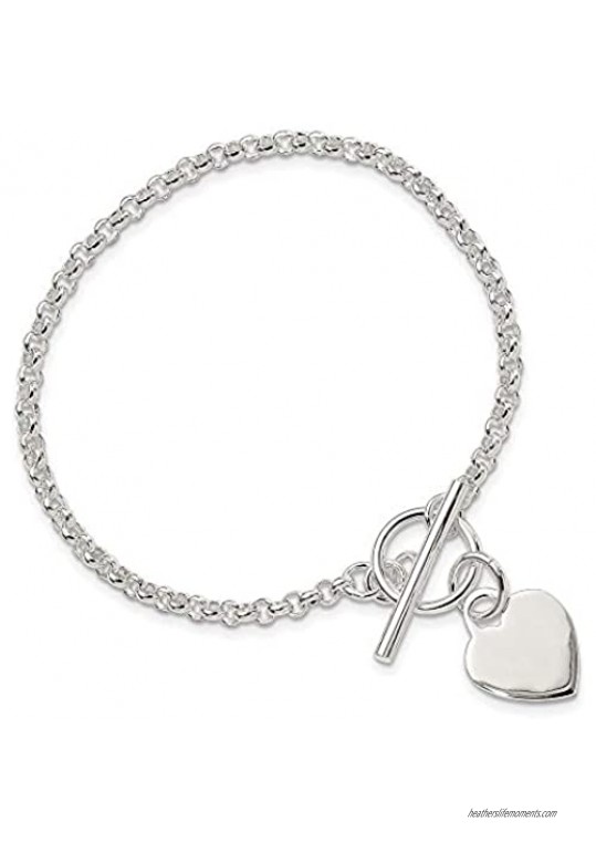925 Sterling Silver Engraveable Heart Bracelet 7.5 Inch Charm Love Fine Jewelry For Women Gifts For Her