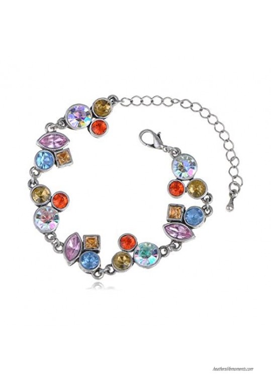 Alilang Women Charm Link Bracelet Multicolor Birthstone Crystal for Girl Fine Fashion Jewelry Ideal Gift for Christmas