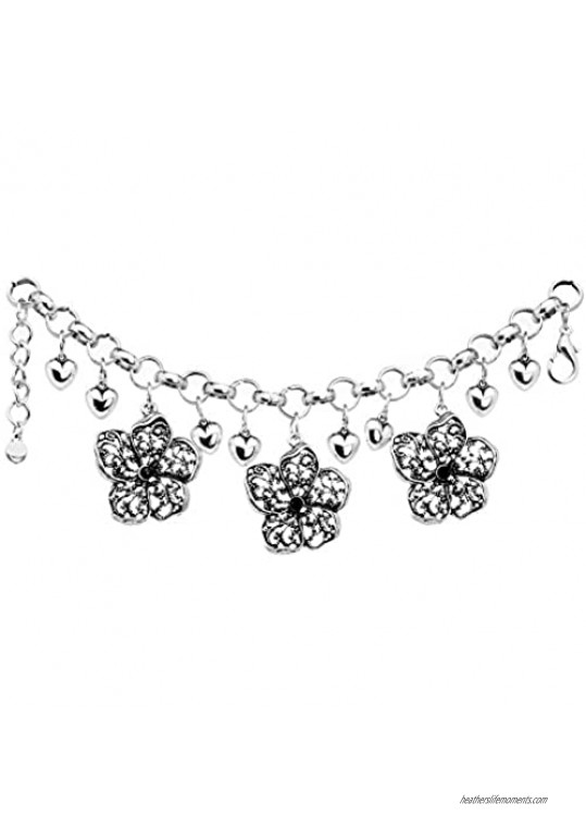 Body Candy Lovely Hearts and Flowers Charm Bracelet