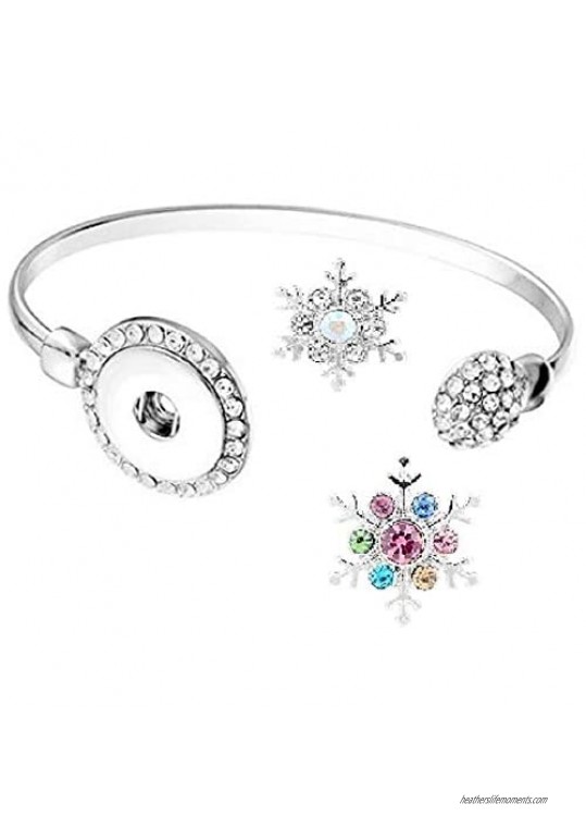 Crystal Snap Charm Bracelet With 2 Snowflake Snaps