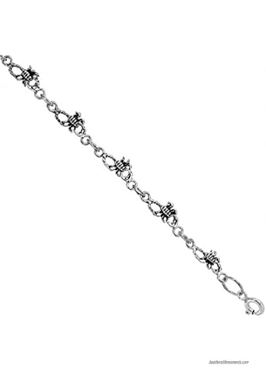 Dainty Sterling Silver Scorpion Bracelet for Women and Girls 1/4 Wide 7.5 inch Long