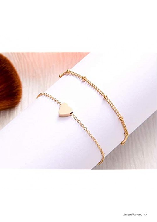 Gold and Silver Tone Heart Bracelet Dainty Delicate Bracelet Love Bracelet Bracelets for Women Stacking Bracelet Minimalist Bracelet