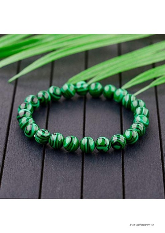 Hynsin Prayer Natural Green Malachite Stone Bracelet for Women Charm Men Bracelets & Bangles