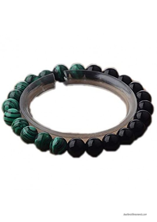 Hynsin Prayer Natural Green Malachite Stone Bracelet for Women Charm Men Bracelets & Bangles