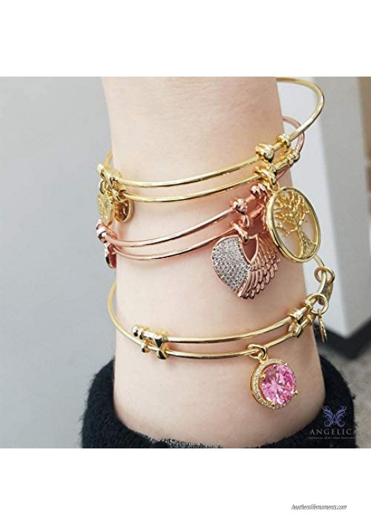 Jewelry Affairs Stipple Finish Brass Chinese Love Angelica Bangle Bracelet 7.25