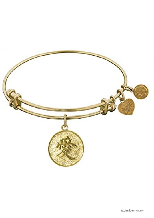 Jewelry Affairs Stipple Finish Brass Chinese Love Angelica Bangle Bracelet  7.25"