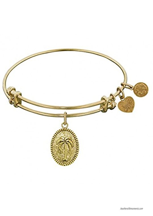 Jewelry Affairs Stipple Finish Brass Palm Tree Angelica Bangle Bracelet  7.25"
