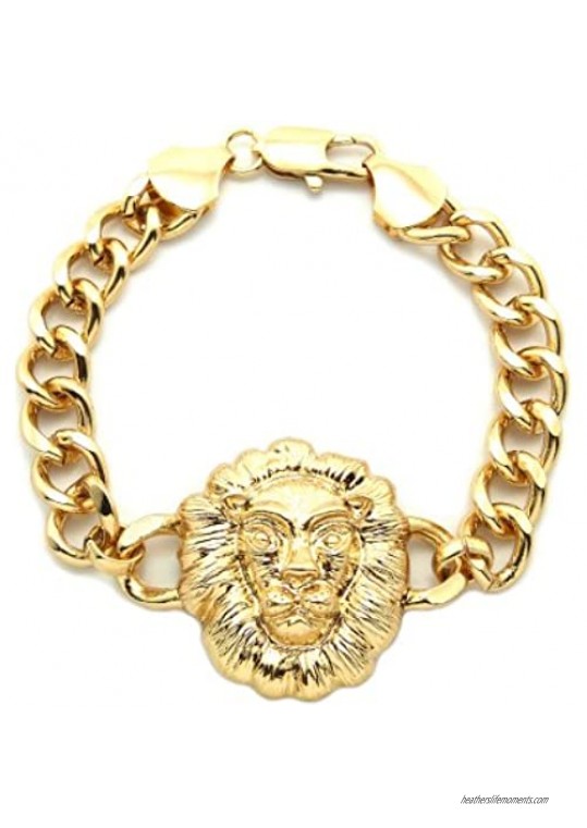 NYFASHION101 Lion Head Charm Celebrity Style Chain Link Bracelet