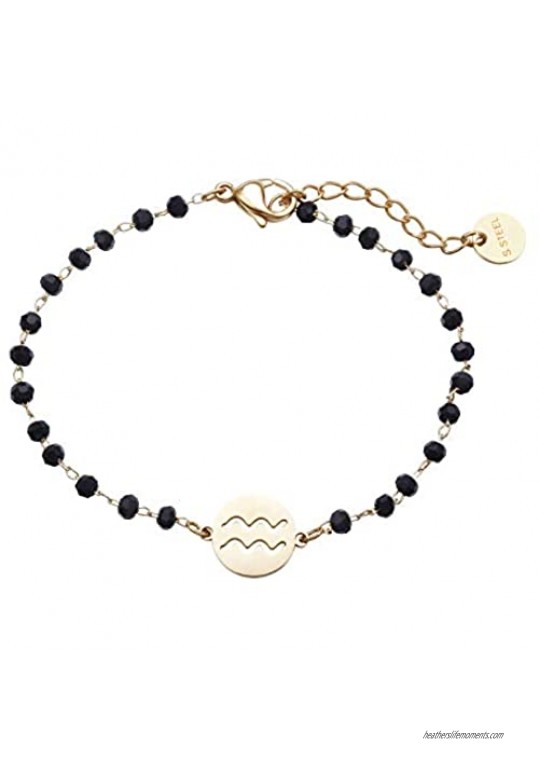 PengJin PJ Black Bead Twelve Constellation Bracelet Mini CZ Girl Girl Bracelet Astrological Birthday