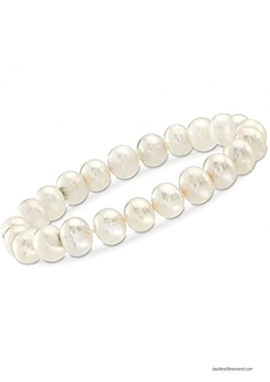 Ross-Simons 8-8.5mm Cultured Pearl Bracelet With 14kt Yellow Gold Personalized Disc Charm