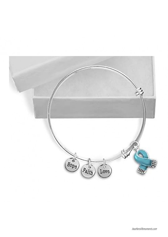 Sexual Assault Awareness Teal Ribbon Retractable Charm Bracelet in a Bag